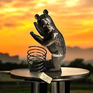 WINE BODIES Metal Bear Holding  Wine Bottle Holder New With Tag